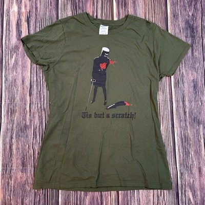 Monty Python Tis But A Scratch Black Knight Olive Green T-Shirt Women Small
