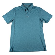 Oakley Polo Shirt Mens Small Teal Blue Short Sleeve Performance Hydrolix Stretch