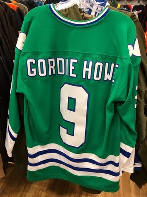 HARTFORD WHALERS MENS JERSEY THROWBACK  GREEN/WHITE MITCHEL & NESS GORDIE HOWE