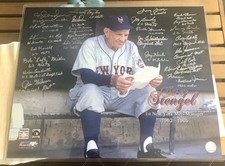 1962 Mets  Signed 16x20 Stengle Sitting In Dugout Photo 26 Autographs JSA LOA