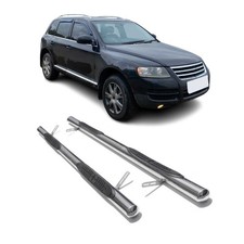 Edelstahl Trittbretter Schwellerrohre für VW Touareg 2003-2017 Edelstahl Silber