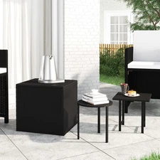 Garden Side Table Black PE rattan, powder-coated steel Medium