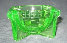 Art Deco Style Uranium Glass Heavy Ashtray glows green