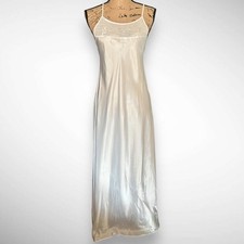 INTIMO AMORE Vintage White Liquid Satin Maxi Slip Nightgown Large NEW WITH TAGS
