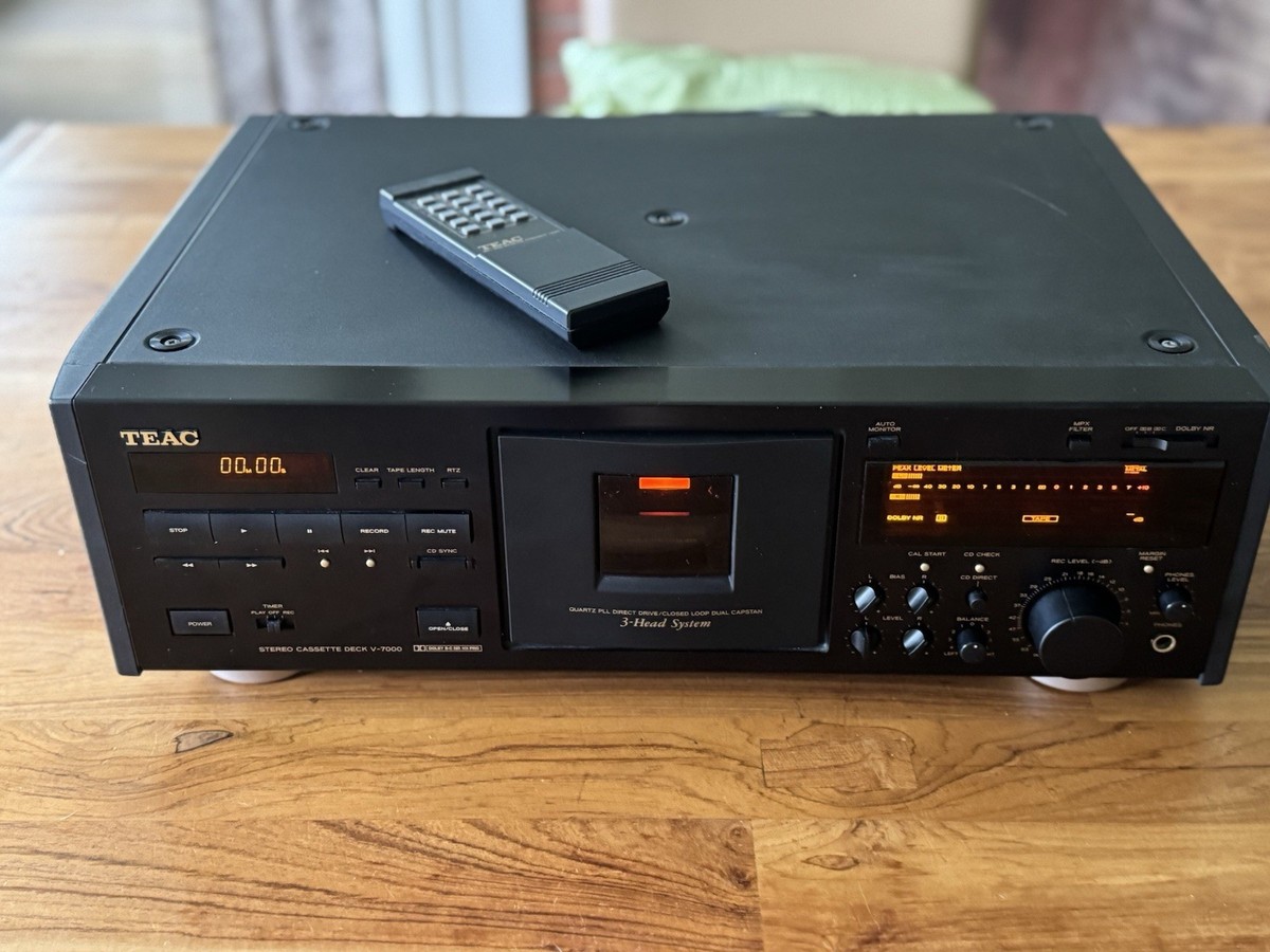 TEAC V-7000 3-Head Direct Drive Dual Capstan Cassette Deck (Black