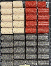 Vintage Ceramic Poker Chips - Venterati - 789 chips (398x$0.25, 196x$1, 195x$5)