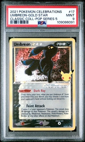 Umbreon-gold Star 17 Celebrations Classic Collection Pokemon PSA 9