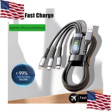 100W 3 in 1 Multi Charging Cable Nylon Braided USB Type-C Micro USB Fast Charge
