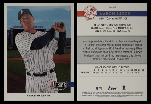 2017 Topps Archives Snapshots Aaron Judge AS-AJ Rookie Card RC