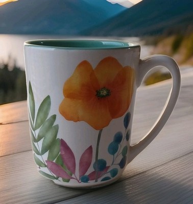 Biko Ceraminc Floral 16 Oz Coffee Cup