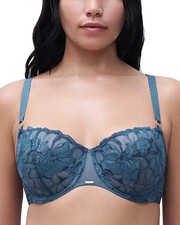 Chantelle E1227 Fleurs Signature Demi jeans blue denim Bra 34C