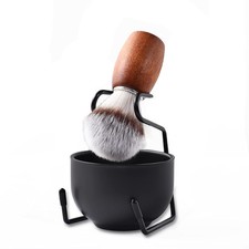 Men's Shaving Brush Set, 3pcs Grooming Set with Brush Steel Bowl and Stand