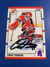 CHRIS TERRERI 1990-91 SCORE #239 AUTO SIGNED NEW JERSEY DEVILS PROVIDENCE RC