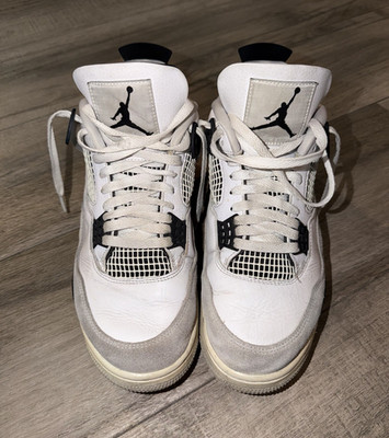 Jordan Air Jordan 4 Men's Mid Top Lace-Up Sneakers White/Black/Gray
