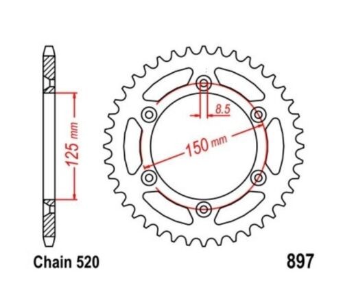Roue a Chaîne 45 Dents KTM XC 525 Desert Rac 2007 Moto Enduro