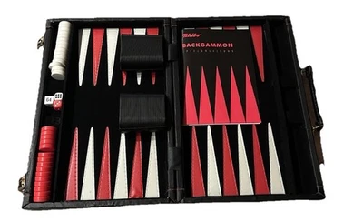 Backgammon im Lederkoffer Vintage Spiel ca. 48 x 37 cm Tchibo TCM Backgammon Top - Bild 1 von 4