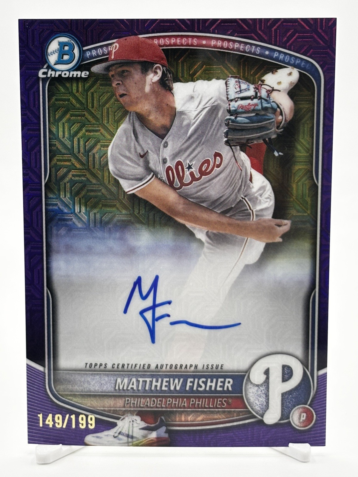 2025 Bowman Draft - Matthew Fisher BMA-MF Purple Mojo Auto /199