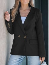 Womens Double Breasted Blazer with Gold Buttons