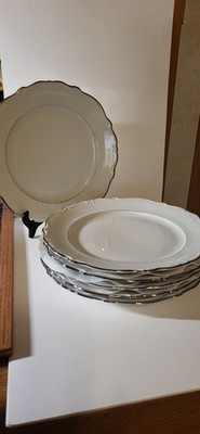 Set of 6 Hutschenreuther Empress Platinum Dinner plates-W. Germany