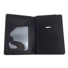 Leather Wallet Driving License ID Card Holder Case With Metal Badge