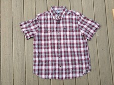 Carhartt Men's Short Sleeve Button Down Red/White Plaid Size XL Relaxed Fit