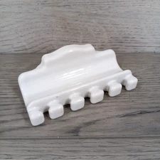 Antique Porcelain Tooth Brush Holder Wall Mounted Holds 5 Brushes 1930's
