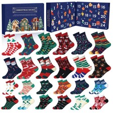 Christmas Socks Advent Calendar, 24 Days Countdown Calendar Gifts, 2025 Festi...