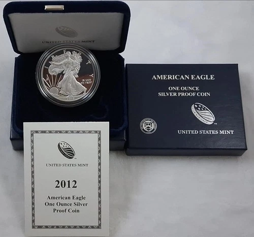2012 W American Silver Eagle Proof Dollar Coin 1oz .999 Fine Silver w/ OGP & COA