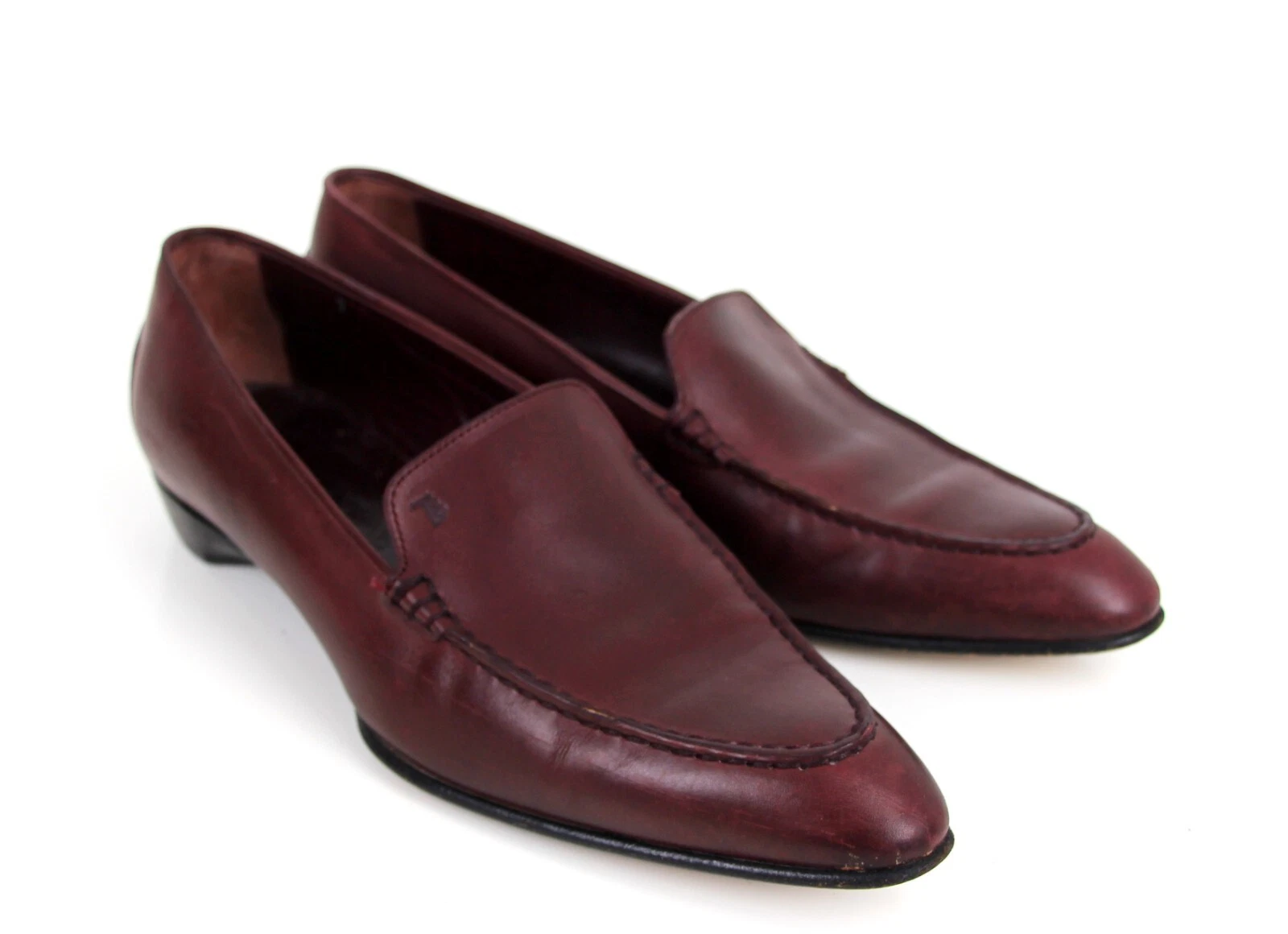 TOD’S TOD'S SCARPE MOCASSINO SLIP ON TACCO BASSO PUNTA VERA PELLE MARRONE ROSSASTRO 7