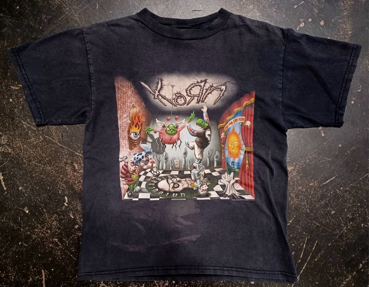 Vintage 2002 RARE Korn Untouchables Black S Giant Tag Band Shirt