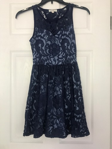 Sommerkleid Mädchen Love Fire dunkelblau Spitze gefüttert Rückenausschnitt Größe S - Bild 4 von 12