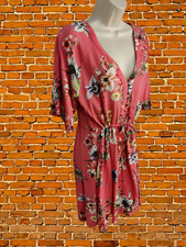 NEXT UK 14 DRESS MINI PINK FLORAL SHORT SLEEVE SUMMER DRAWSTRING WAIST WOMENS