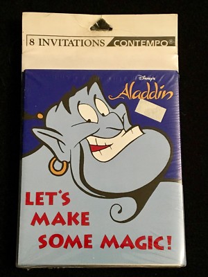 Disney Aladdin GENIE Set of 8 Vintage Party Invitations NEW