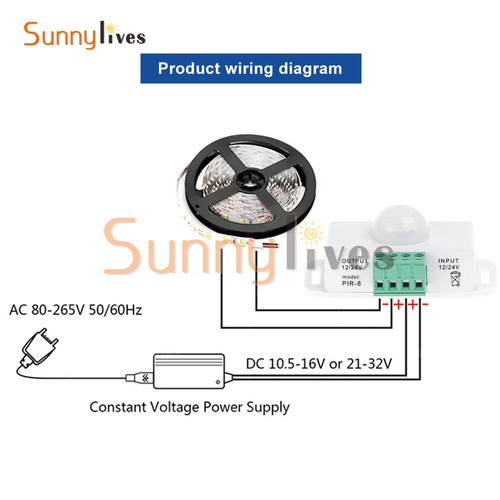 Automatic DC 12V-24V 6A/8A infrared PIR Motion Sensor Switch For LED Strip Light - Picture 23 of 31