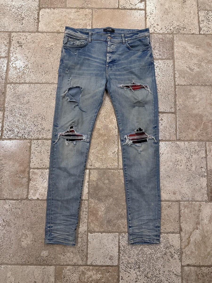 Amiri Mx1 Red Plaid Flannel Patch Clay Indigo Denim Jean | eBay