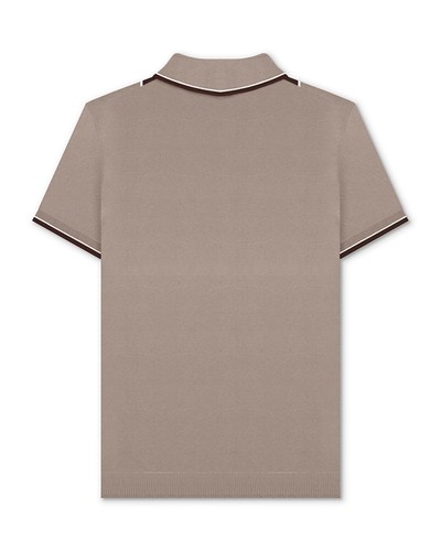 Hommes Lambretta Polo Tricoté Manche Courte 1/4 Zip & Bouton Coton Rayé - Imagen 13 de 43