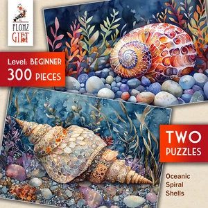 2 x JIGSAW PUZZLES 300pc ~ Oceanic Spiral Shells - underwater seashells G2087