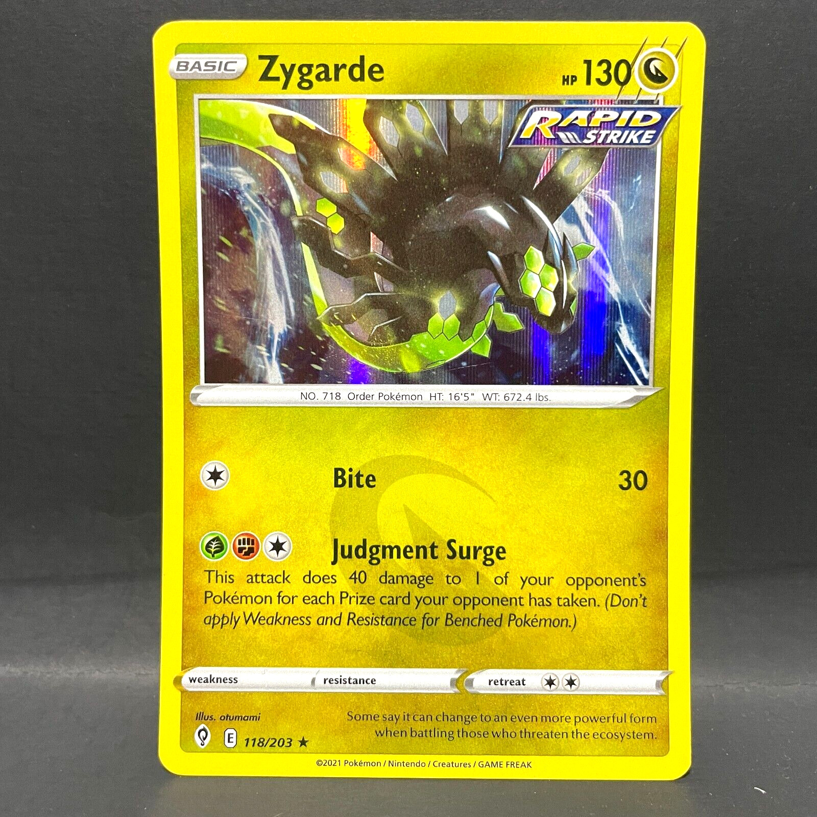 2021 POKEMON EVOLVING SKIES ZYGARDE 118/203 HOLO (RARE)