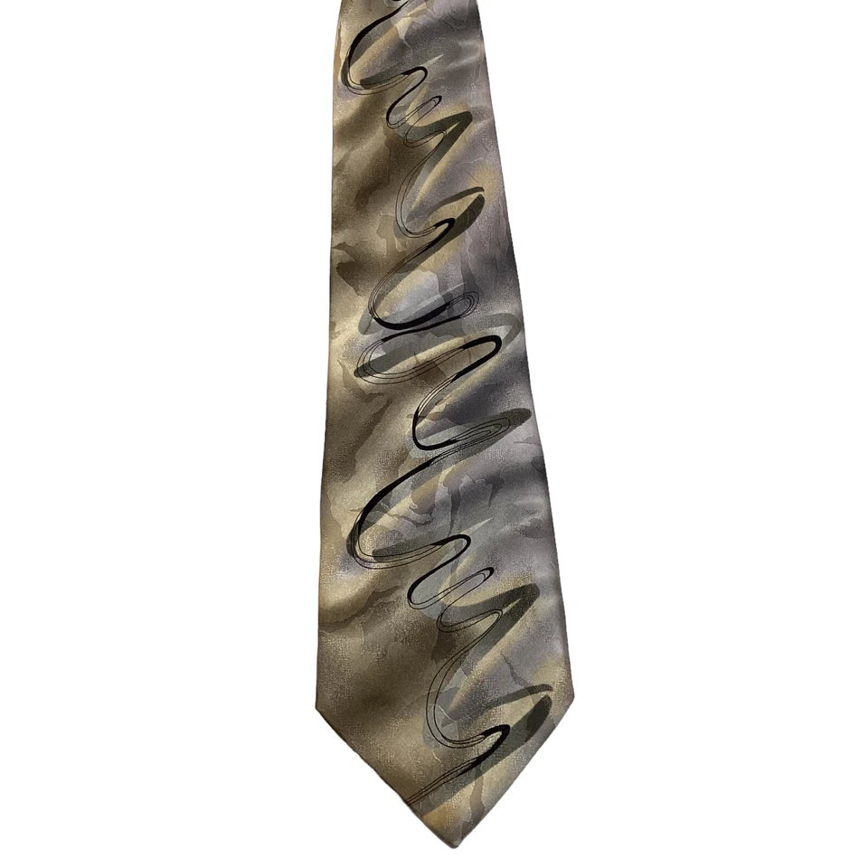 Corbata de diseñador 100 % seda J. GARCIA para hombre AVIONES FLOTANTES tostados/grises/negros usada en excelente estado Foto 2 de 3