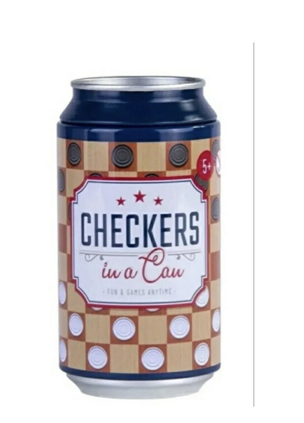 NEW Checkers Board Game in a Can Family Fun Gift Valentines Play Travel ...