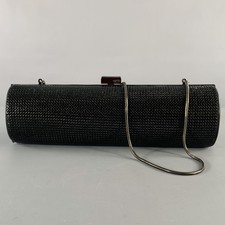 Whiting & Davis Black Mixed Materials Leather Metal Handbag