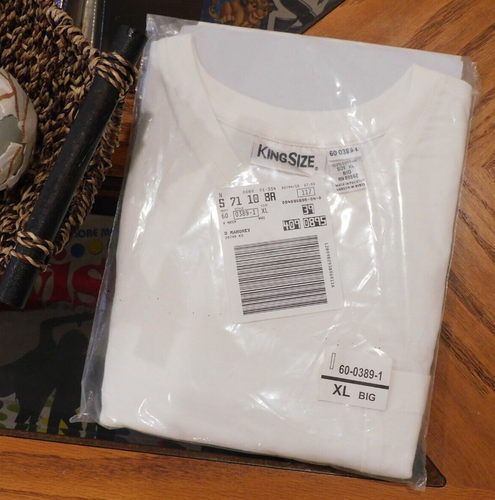 NWT! 1 - Men's KING SIZE "V-Neck" S/S T-Shirt, XL/BIG, White!