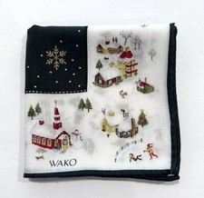 HANDKERCHIEF SNOWMAN CHRISTMAS VILLAGE GIFT KIDS COTTON POCKET SQUARE 18  