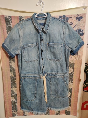 Lucky Brand blau Knopfleiste Damen große Boho Taschen Denim Tie Taille Kleid