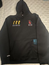 DETROIT PISTONS MITCHELL & NESS  3X CHAMPS JOE LOUIS  BLACK HOODIE MENS SIZE 3XL