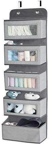 homyfort Over the Door Hanging Organizer Storage with 5 Large Pockets,Wall Mount