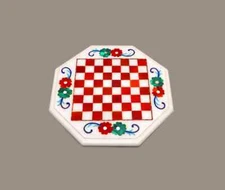 24" Chess Board white Marble chess Table Top inlay Home room decor k27