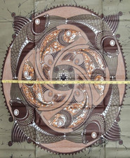 African Trible Veritable Wax Fabric Fish Block Print 2.9yd