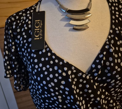 Chiffon-Maxikleid, IGIGI, Polka-Dots, Wickelkleid, Gr. 46/48 - Bild 2 von 5