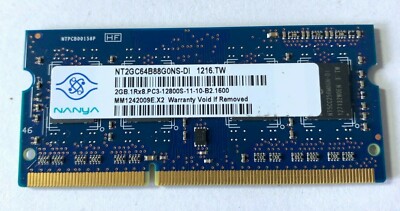 Nanya 2GB 1Rx8 PC3-12800S-11-10-B2 MEMORY STICK OEM LAPTOP COMPUTER MEMORY